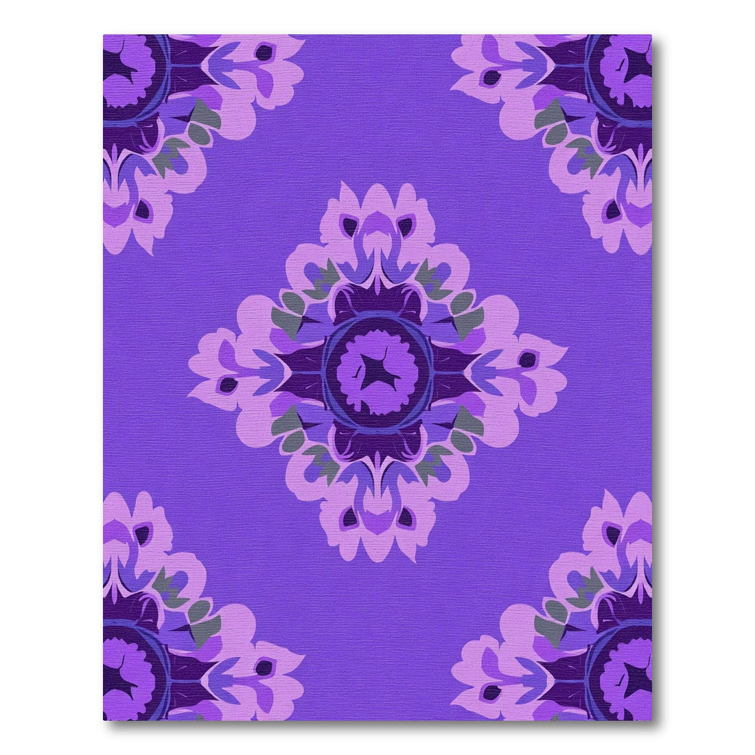 Purple Lilac Floral Medallion Rug