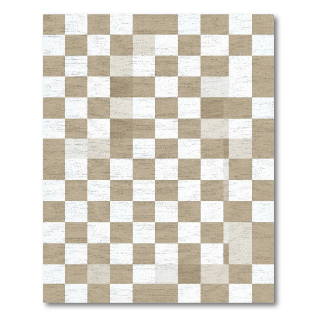Minimalist Tan Square Checkered Rug