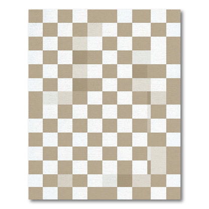 Minimalist Tan Square Checkered Rug