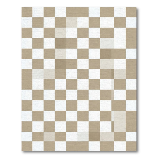 Minimalist Tan Square Checkered Rug