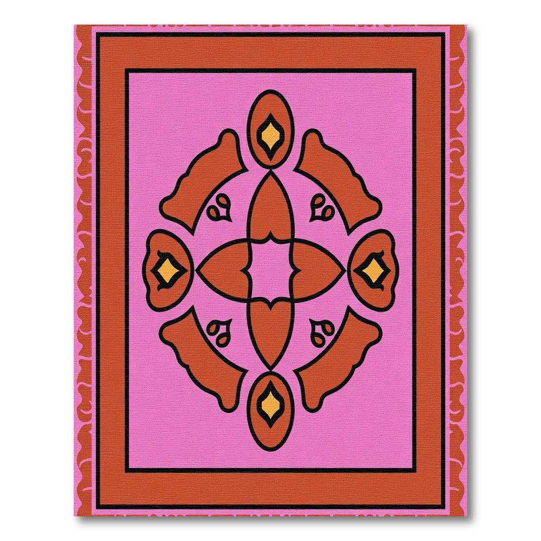 Pink Orange Jewel Medallion Arrangement Rug