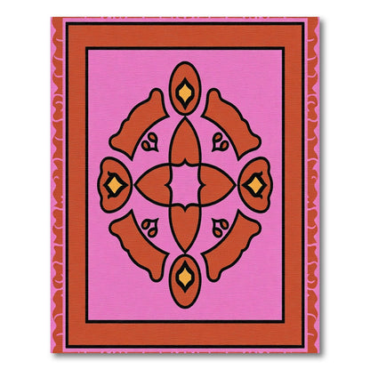 Pink Orange Jewel Medallion Arrangement Rug
