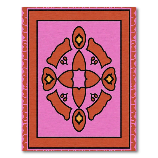 Pink Orange Jewel Medallion Arrangement Rug