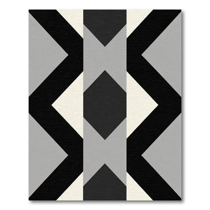 Graphic Black Gray Geometric Array Rug