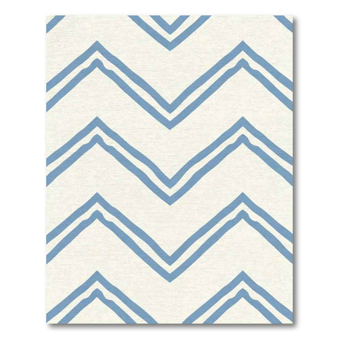 Blue Double Chevron Cream Rug