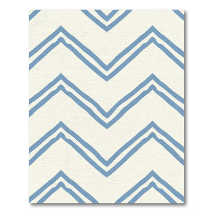 Blue Double Chevron Cream Rug