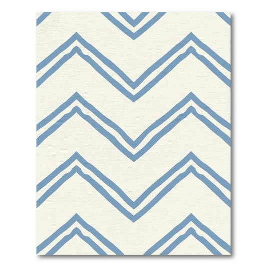 Blue Double Chevron Cream Rug