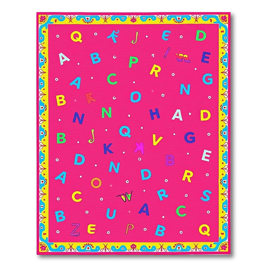 Vibrant Pink Alphabet Scatter Rug