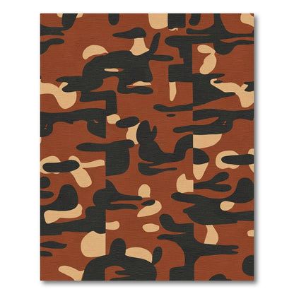 Russet Black Abstract Camouflage Rug