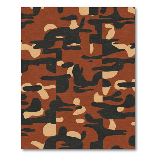 Russet Black Abstract Camouflage Rug
