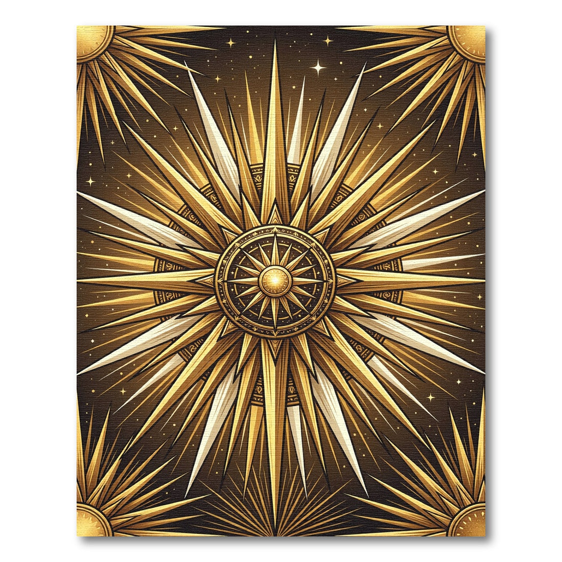 Golden Sunburst Starry Celestial Rug
