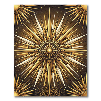 Golden Sunburst Starry Celestial Rug