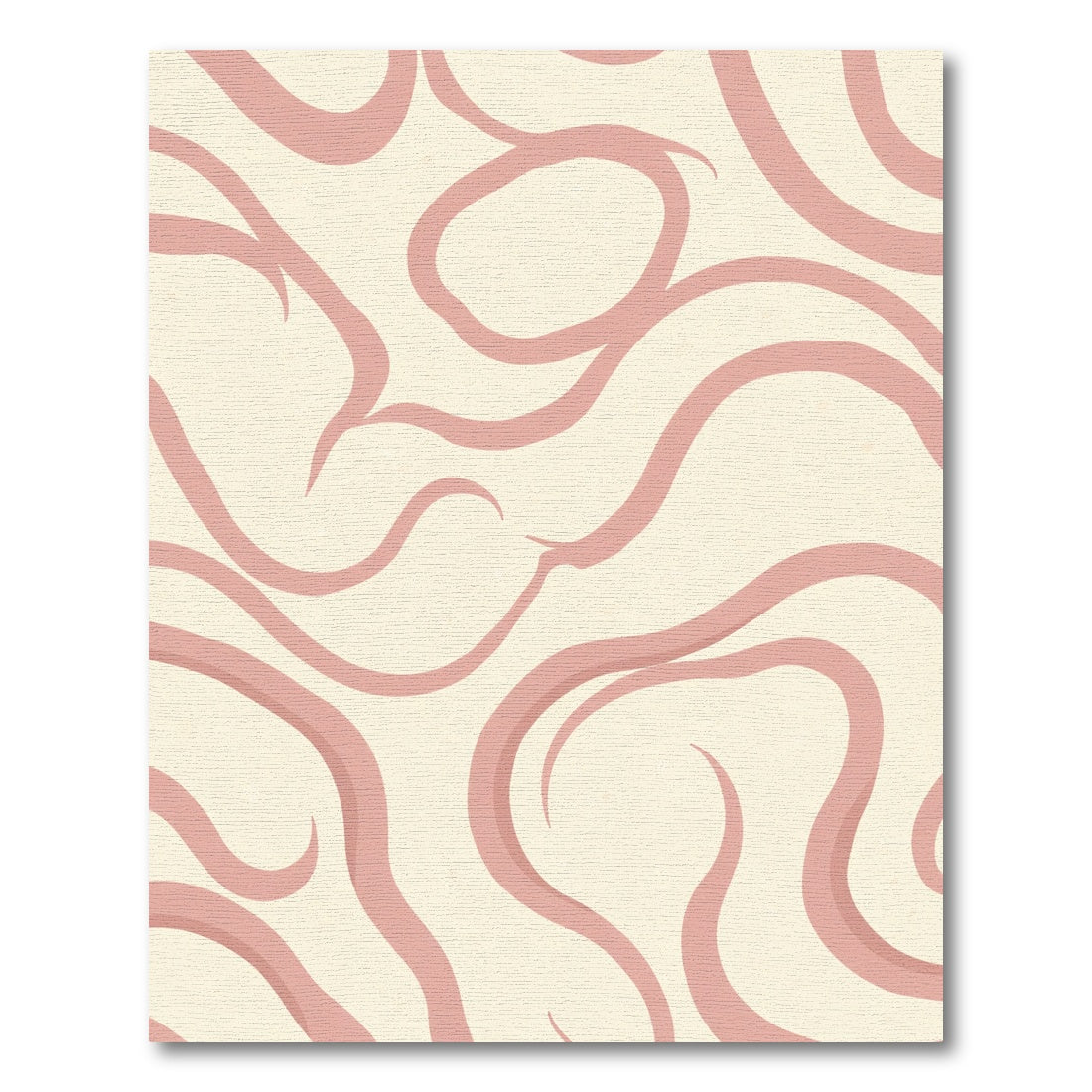Cream Pink Swirl Abstract Rug