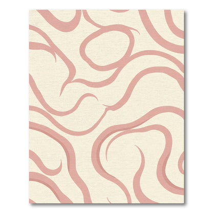 Cream Pink Swirl Abstract Rug