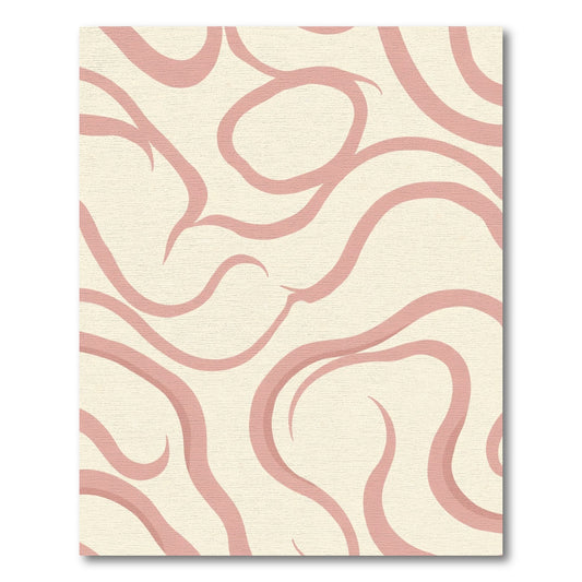 Cream Pink Swirl Abstract Rug