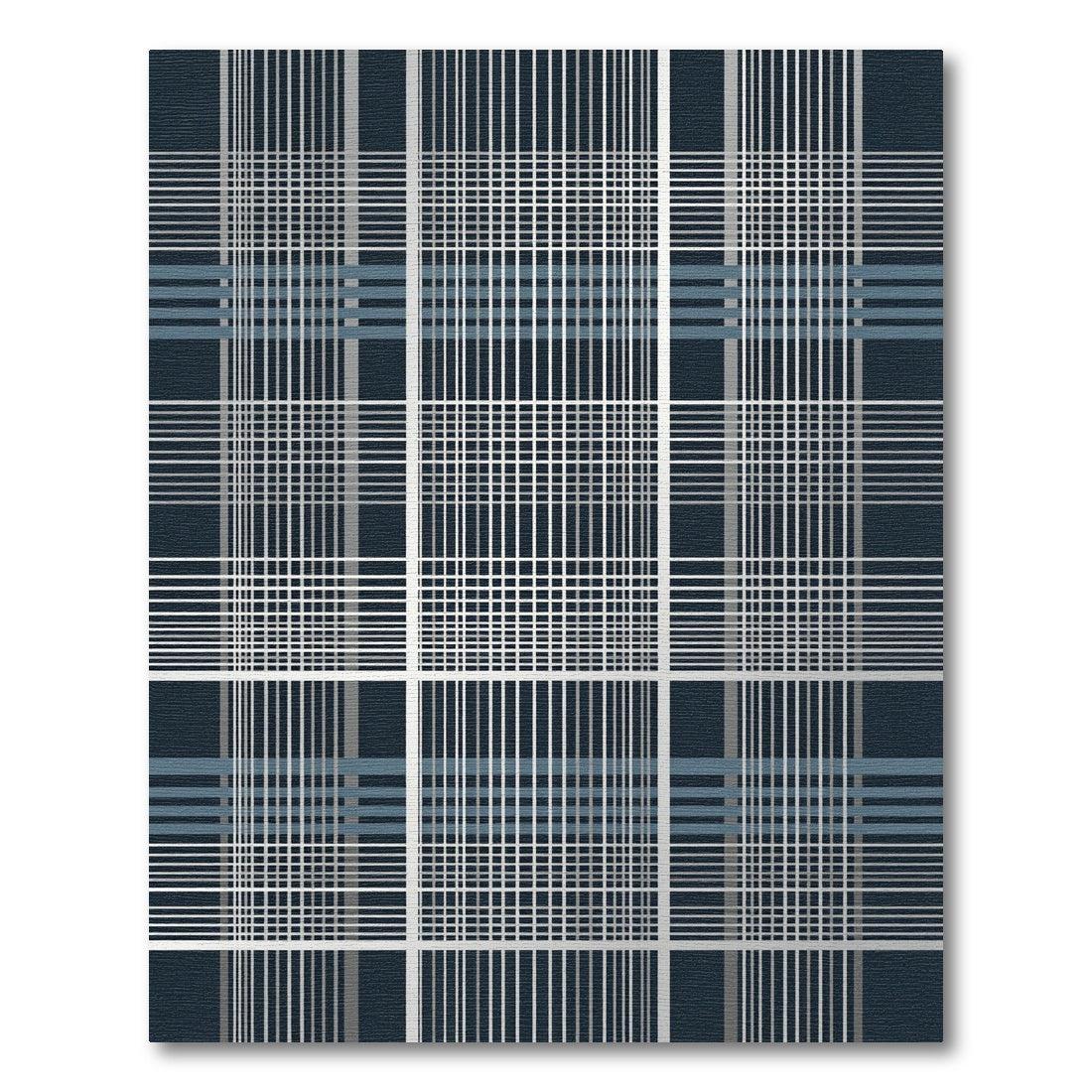 Dark Blue Grid Intersecting Lines Rug