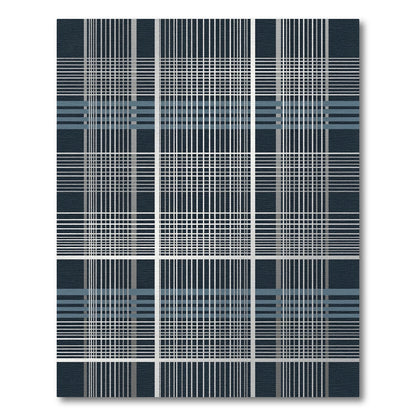 Dark Blue Grid Intersecting Lines Rug