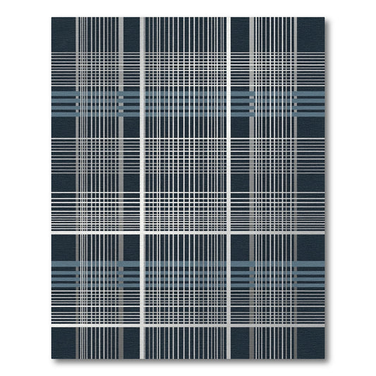 Dark Blue Grid Intersecting Lines Rug