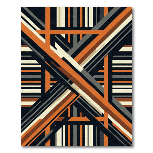 Modern Abstract Ochre and Charcoal Geometric Rug