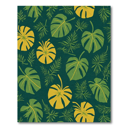 Vibrant Green Yellow Leafy Tropics Rug