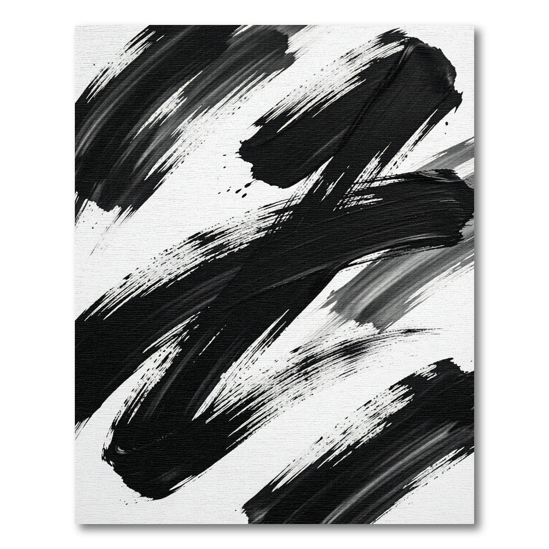 Bold Black Brushstroke Abstract Rug