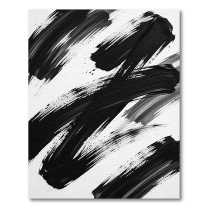Bold Black Brushstroke Abstract Rug
