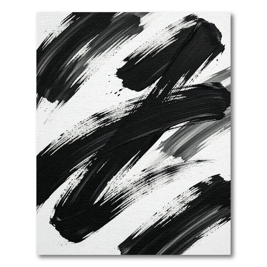 Bold Black Brushstroke Abstract Rug