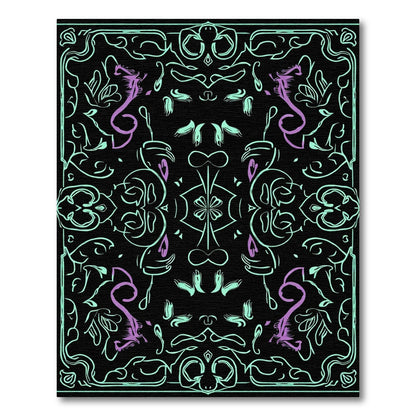 Mint Purple Art Nouveau Dragon Arrangement Rug