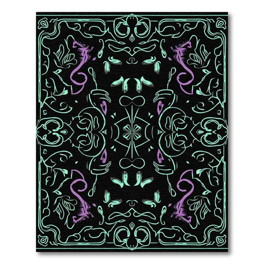 Mint Purple Art Nouveau Dragon Arrangement Rug
