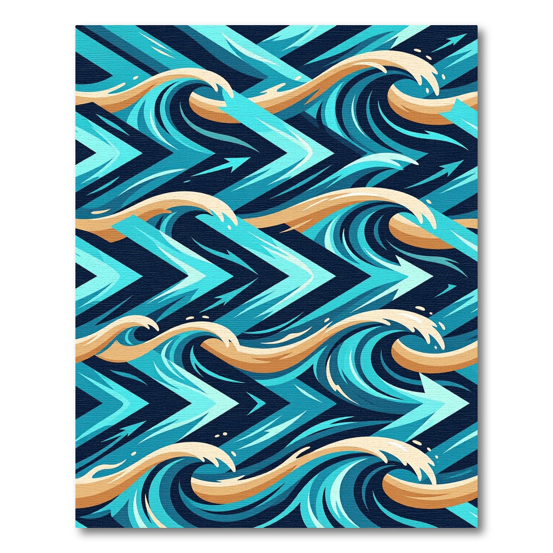 Dynamic Teal and Gold Wave Flow Rug