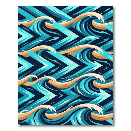 Dynamic Teal and Gold Wave Flow Rug