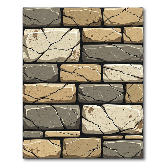Rustic Earthy Tone Stone Wall Rug