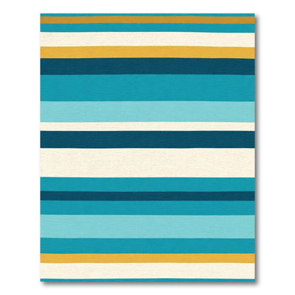 Coastal Teal Yellow Stripe Rug