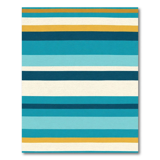 Coastal Teal Yellow Stripe Rug
