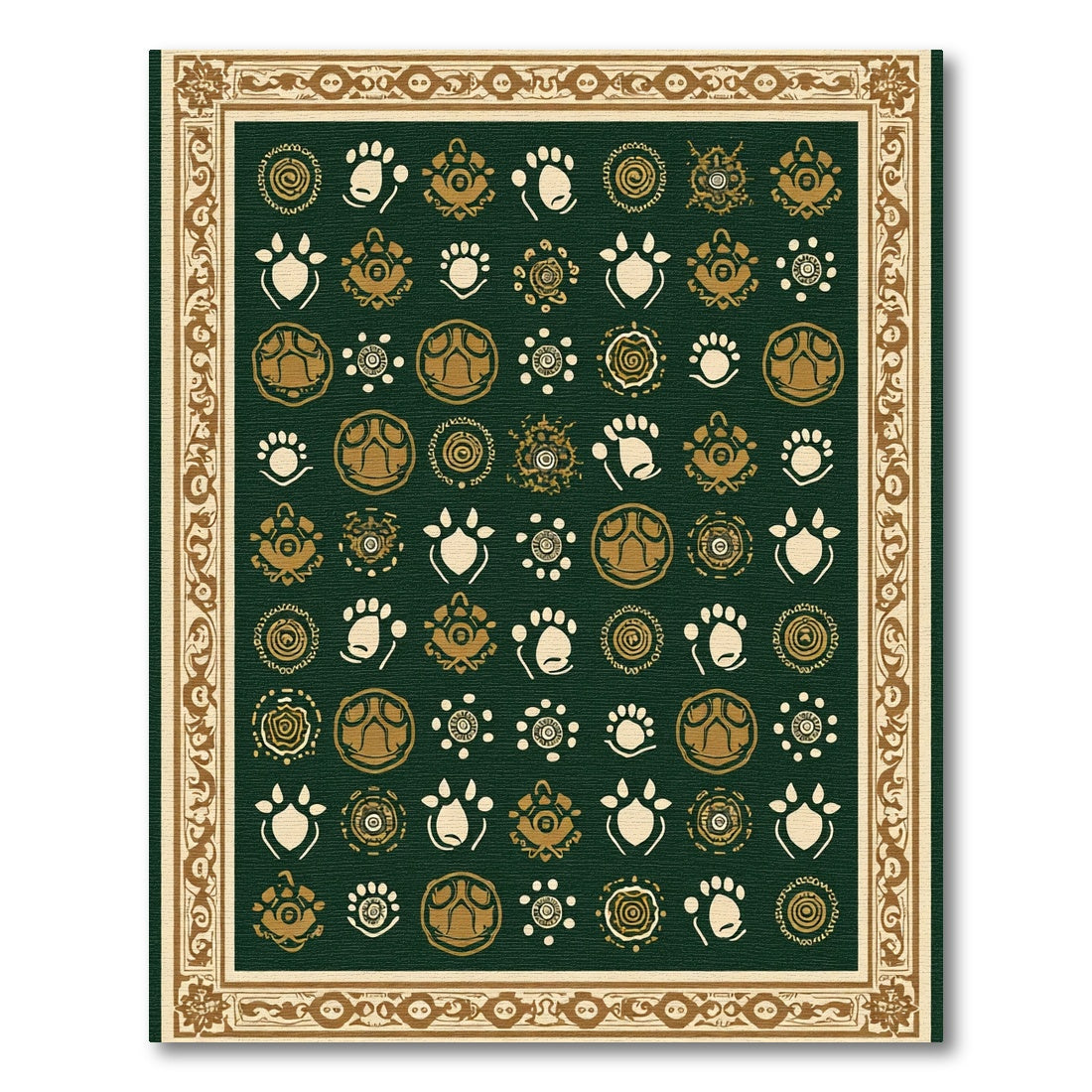 Earthly Paw Print Circular Ornament Rug