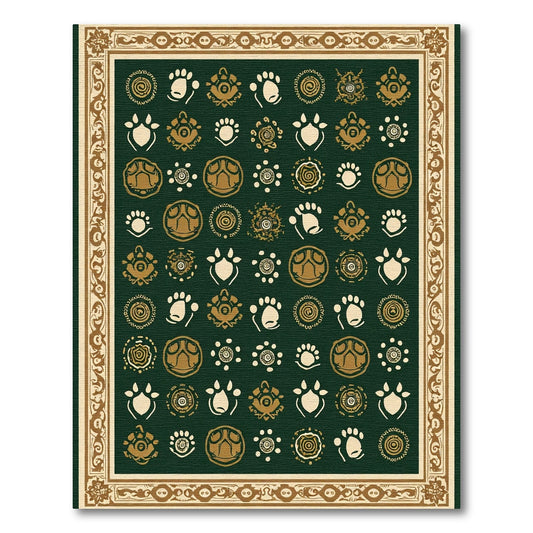 Earthly Paw Print Circular Ornament Rug