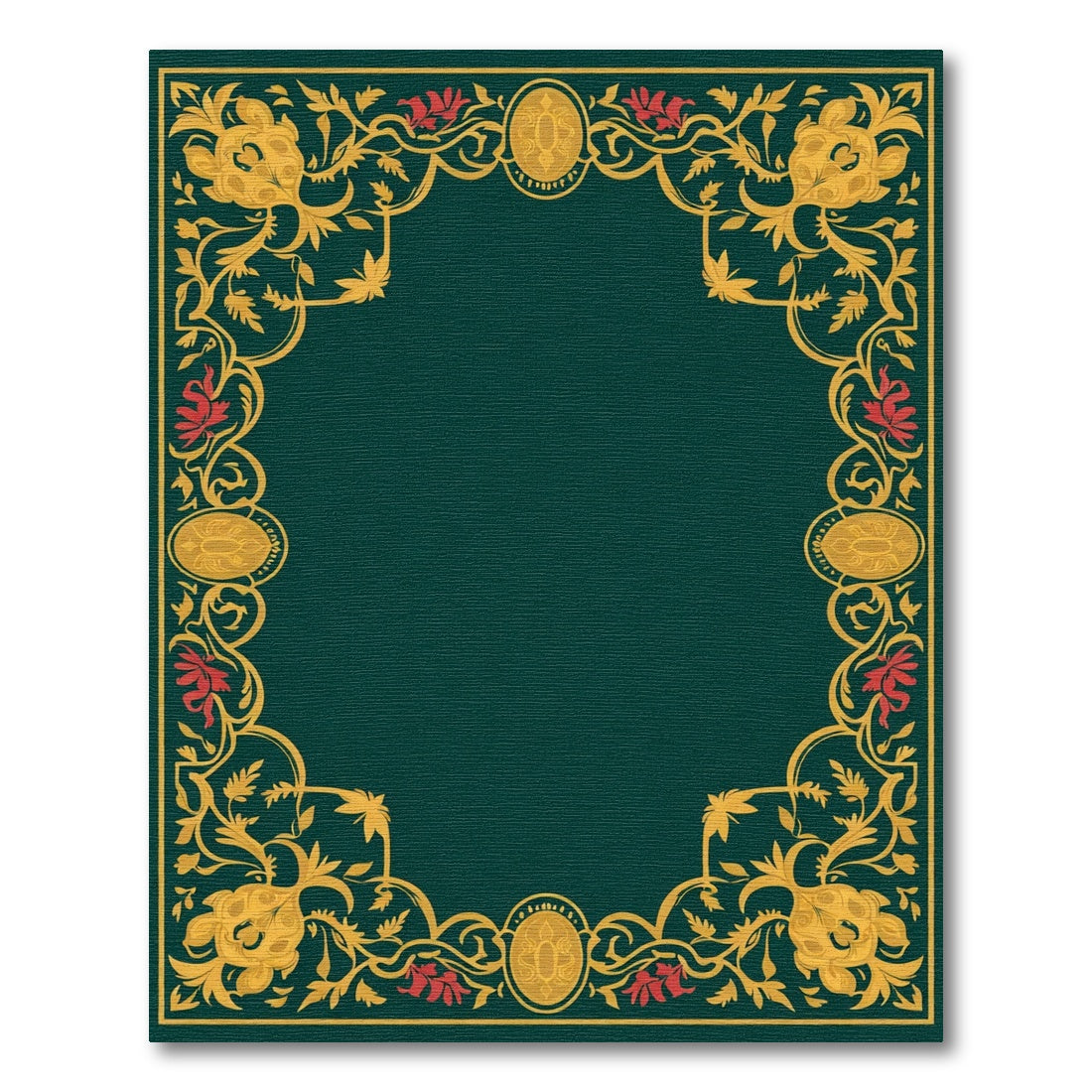 Emerald Floral Vine Gold Border Rug