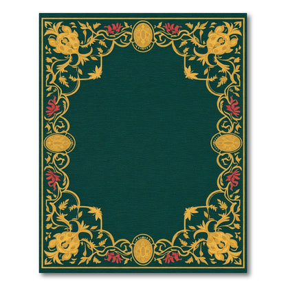 Emerald Floral Vine Gold Border Rug