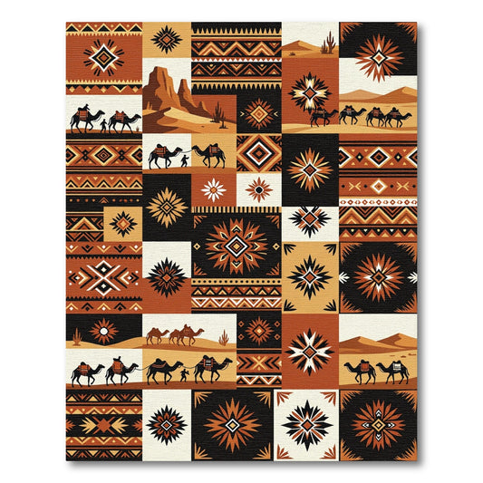 Caravan Desert Medallions Orange Black Rug