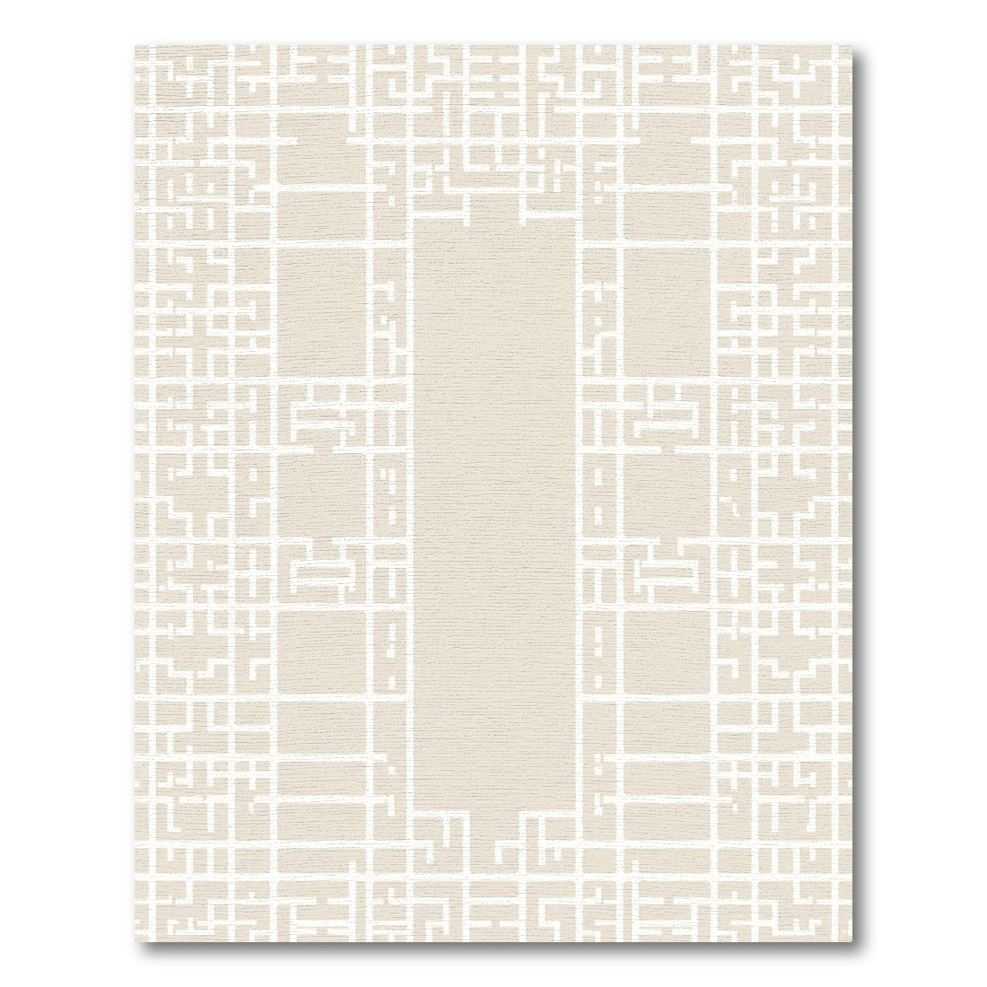 Cream Linear Geometric Square Maze Rug