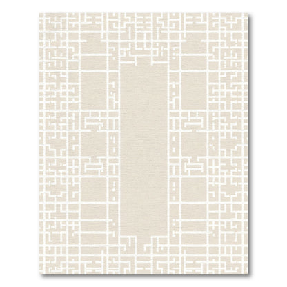 Cream Linear Geometric Square Maze Rug
