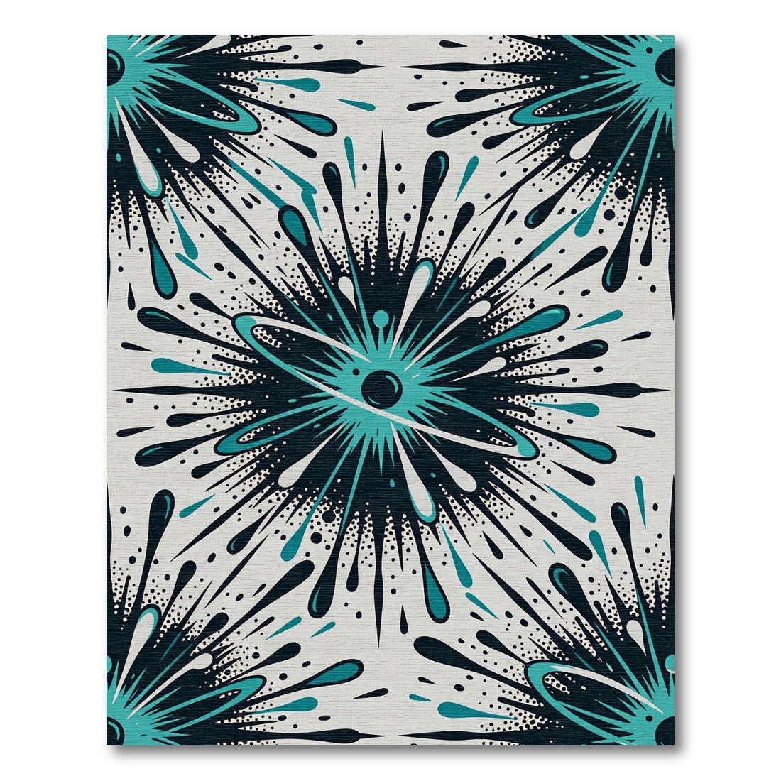Teal Burst Starburst Radiating Splatter Rug