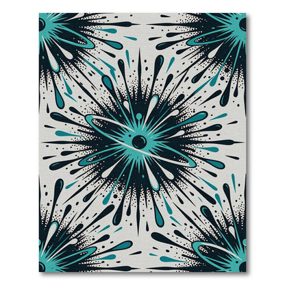 Teal Burst Starburst Radiating Splatter Rug