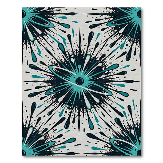 Teal Burst Starburst Radiating Splatter Rug
