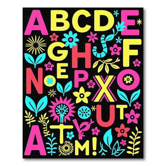 Playful Alphabet Floral Graphic Rug