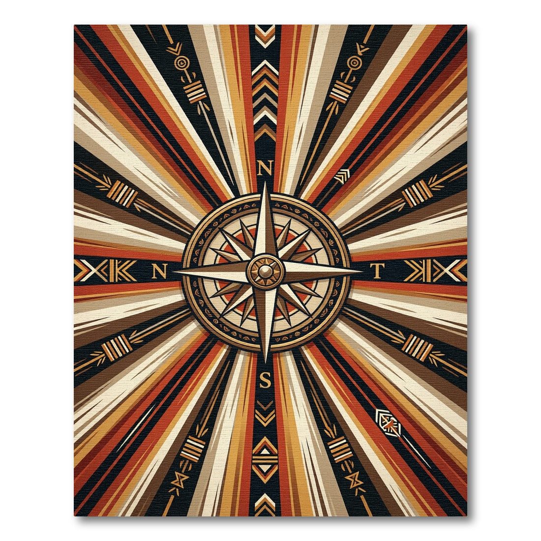 Earthy Radiant Sunburst Compass Star Rug