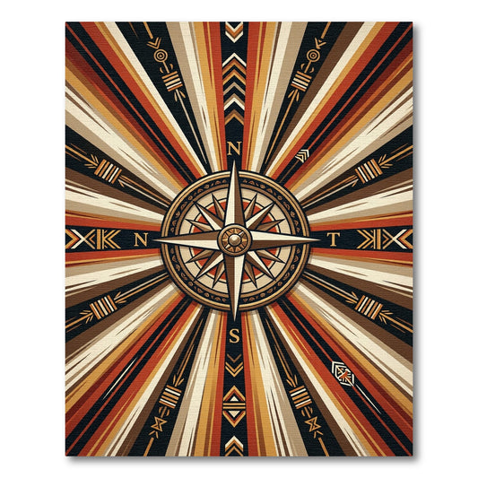 Earthy Radiant Sunburst Compass Star Rug