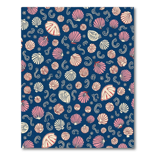 Navy Pink Cream Shell Waves Rug