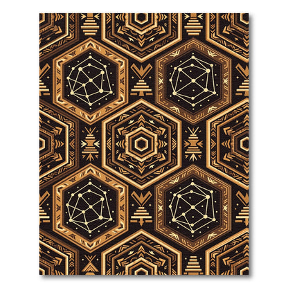 Golden Geometric Hexagon Constellation Rug