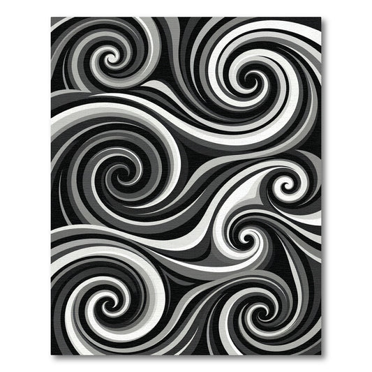 Monochromatic Abstract Swirling Wave Rug